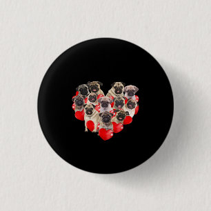 Cute Valentines Day Pug Dog Heart Puppy 3 Cm Round Badge