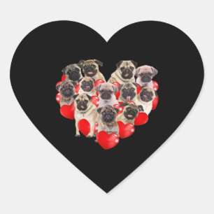 Cute Valentines Day Pug Dog Heart Puppy Sticker