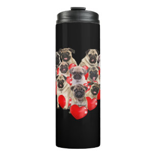Cute Valentines Day Pug Dog Heart Puppy Thermal Tumbler