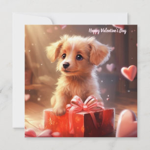 Cute Valentine's Day puppy Flat Holiday Card