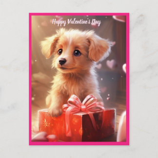 Cute Valentine's Day puppy postcard