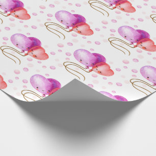 Cute Valentine's Day Red and Pink Balloons Pattern Wrapping Paper
