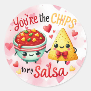 Cute Valentine's Day Salsa To My Chips Classic Round Sticker