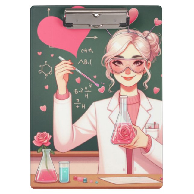 Cute Valentine's day scientist Clipboard (Front)