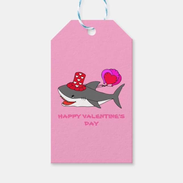 Cute Valentine's Day Shark Gift Tags (Front)