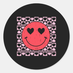 Cute Valentines Day Smile Face Heart For Teens Gir Classic Round Sticker