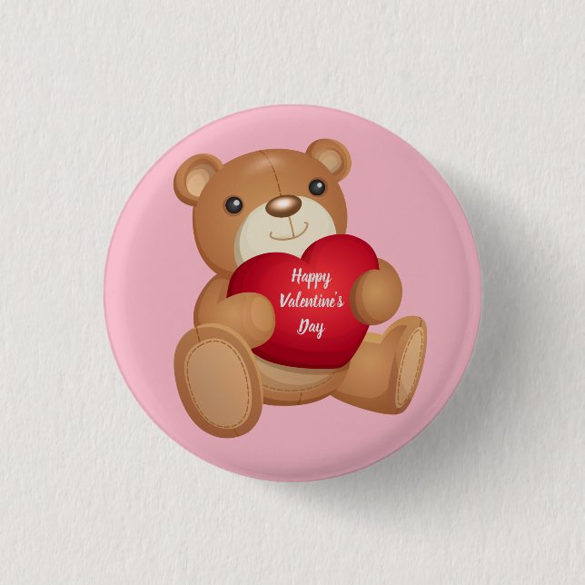 Cute Valentine's Day Teddy Bear 3 Cm Round Badge (Front)