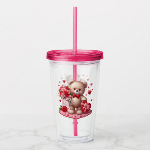 Cute Valentine's Day Teddy Bear Acrylic Tumbler