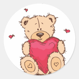 Cute Valentine's Day Teddy Bear Classic Round Sticker