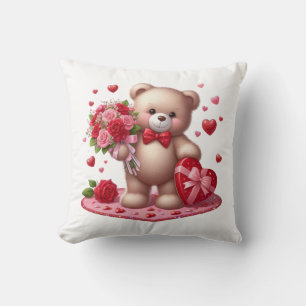 Cute Valentine's Day Teddy Bear Cushion