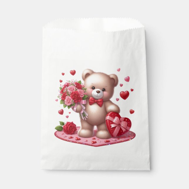 Cute Valentine's Day Teddy Bear Favour Bag (Front)