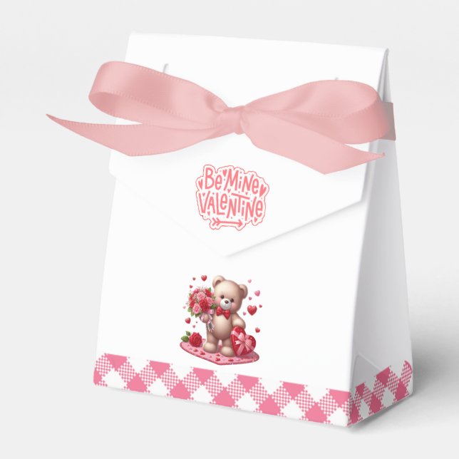 Cute Valentine's Day Teddy Bear Favour Box (Front Side)