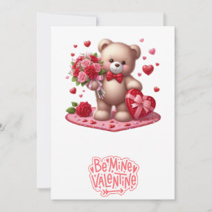Cute Valentine's Day Teddy Bear Holiday Card