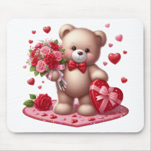 Cute Valentine's Day Teddy Bear Mouse Pad