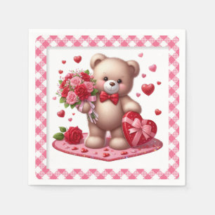 Cute Valentine's Day Teddy Bear Napkin