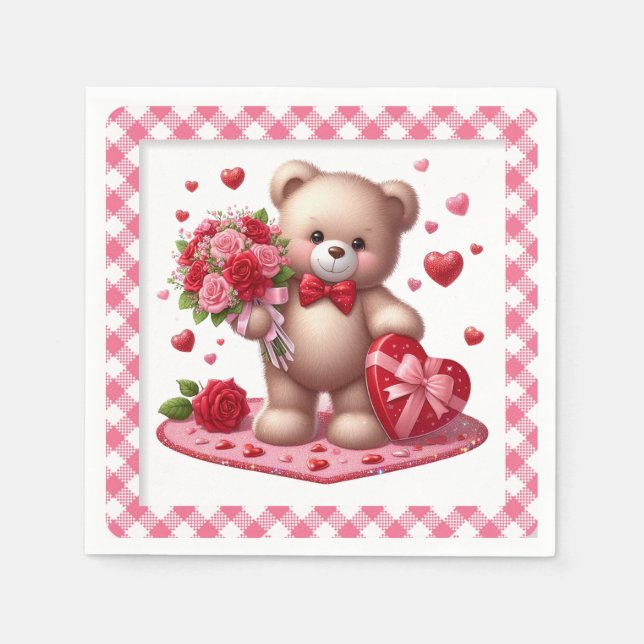 Cute Valentine's Day Teddy Bear Napkin (Front)