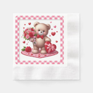Cute Valentine's Day Teddy Bear Napkin
