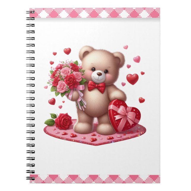 Cute Valentine's Day Teddy Bear Notebook (Front)