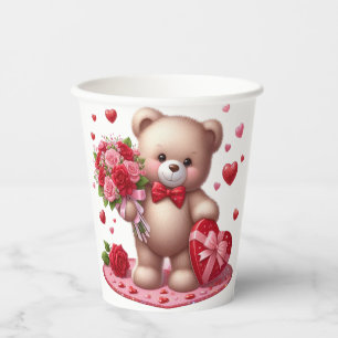 Cute Valentine's Day Teddy Bear Paper Cups