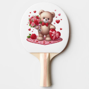 Cute Valentine's Day Teddy Bear Ping Pong Paddle