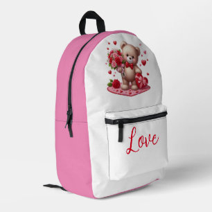 Cute Valentine's Day Teddy Bear Printed Backpack