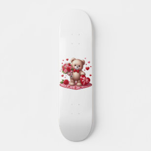 Cute Valentine's Day Teddy Bear Skateboard