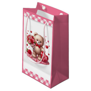 Cute Valentine's Day Teddy Bear Small Gift Bag