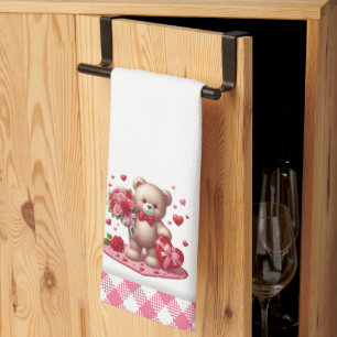 Cute Valentine's Day Teddy Bear Tea Towel