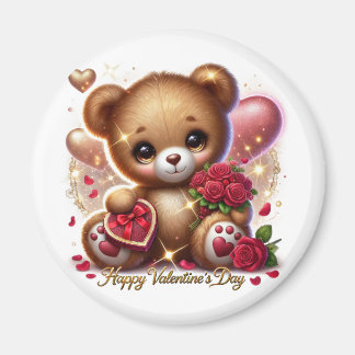 Cute Valentine's Day Teddy Bear Themed Magnet