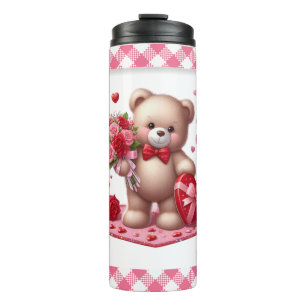 Cute Valentine's Day Teddy Bear Thermal Tumbler