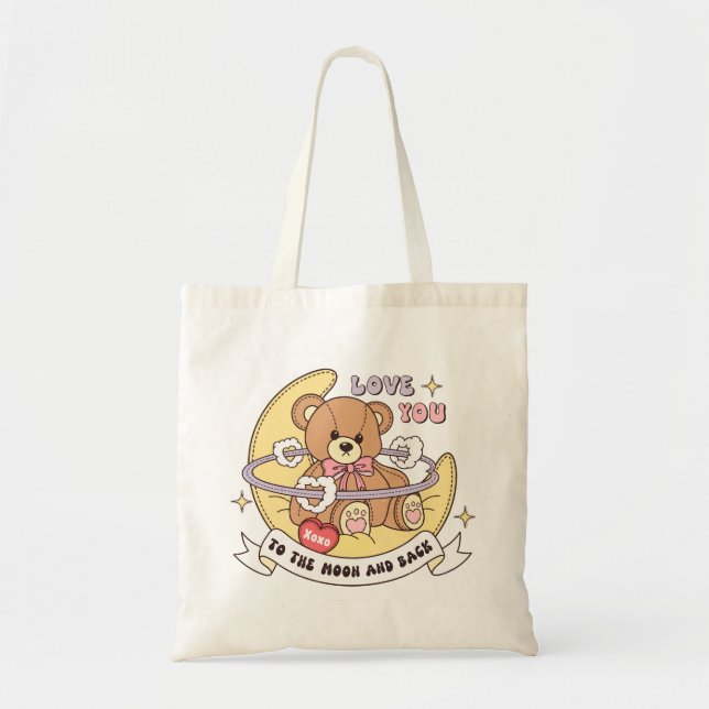 Cute Valentine's Day Teddy Bear Tote Bag (Front)