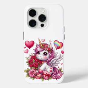 Cute Valentine's day unicorn iPhone 15 Pro Case