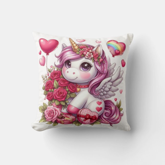 Cute Valentine's day unicorn Cushion (Front)