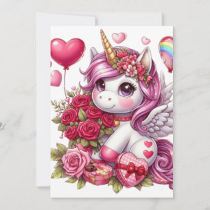 Cute Valentine's day unicorn Holiday Card