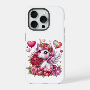 Cute Valentine's day unicorn iPhone 15 Pro Case