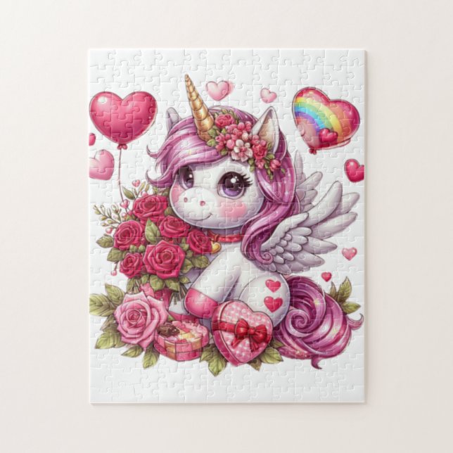 Cute Valentine's day unicorn Jigsaw Puzzle (Vertical)