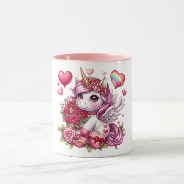 Cute Valentine's day unicorn Mug (Center)