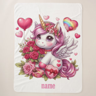 Cute Valentine's day unicorn Sherpa Blanket