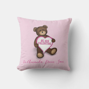 Cute Valentine's Day Whimsical Teddy Bear Cushion
