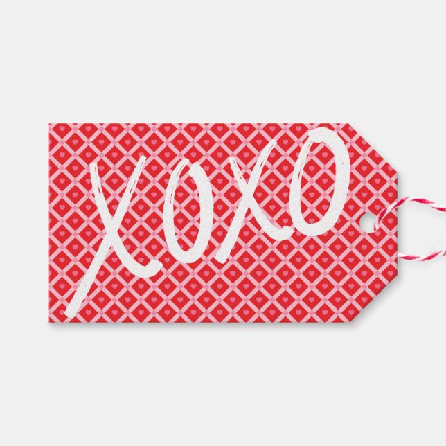 Cute Valentine's Day XOXO Gift Tags (Front (Horizontal))