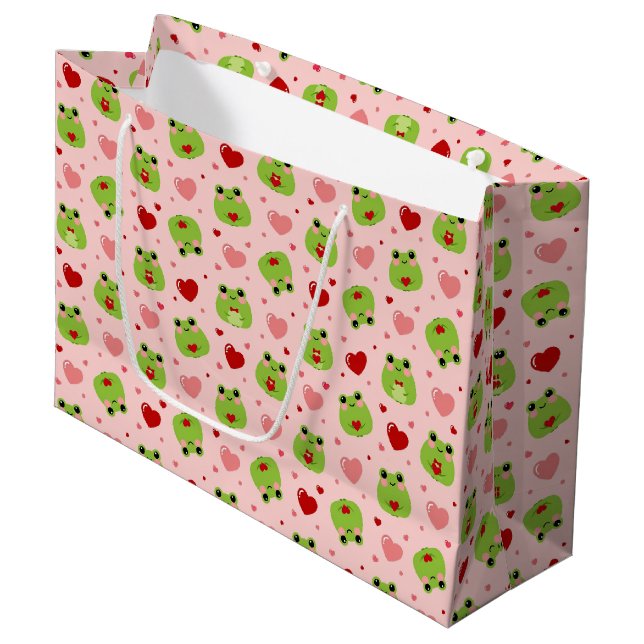 Cute Valentine's Frogs Gift Bag (Front Angled)
