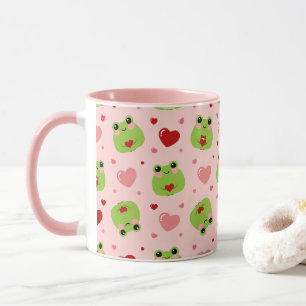 Cute Valentine's Frogs Pink Coffee Mug