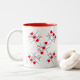 Cute Valentine's Heart Tic-Tac-Toe Pattern Mug