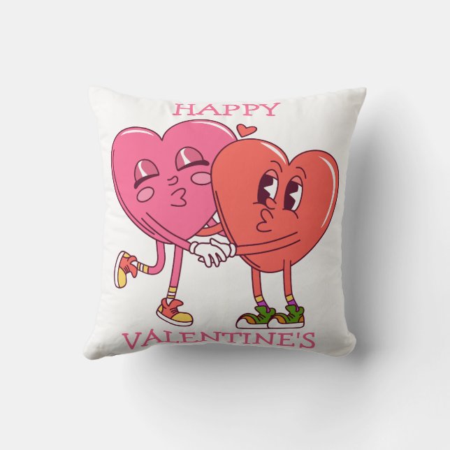 Cute Valentine's Hearts Couple Cushion (Back)