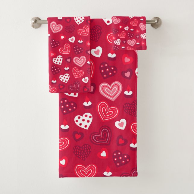 Cute Valentine's hearts pattern Bath Towel Set (Insitu)