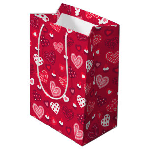 Cute Valentines hearts pattern Medium Gift Bag