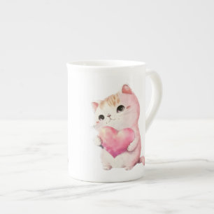 Cute Valentines Kitten, love cats  Bone China Mug