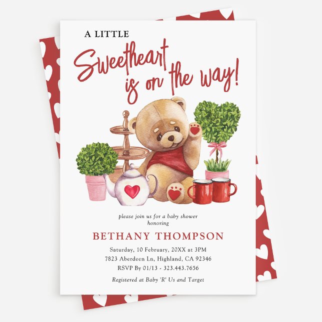 Cute Valentine's Little Sweetheart Baby Shower Invitation (Creator Uploaded)