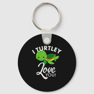 Cute Valentines Turtle I Turtley Love You Valentin Key Ring