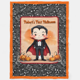 Cute Vampire Add Child's Name or First Halloween Fleece Blanket